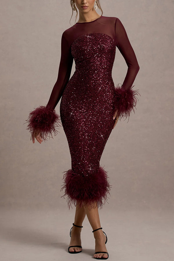 Mirabelle™ | Vestido de lentejuelas con plumas