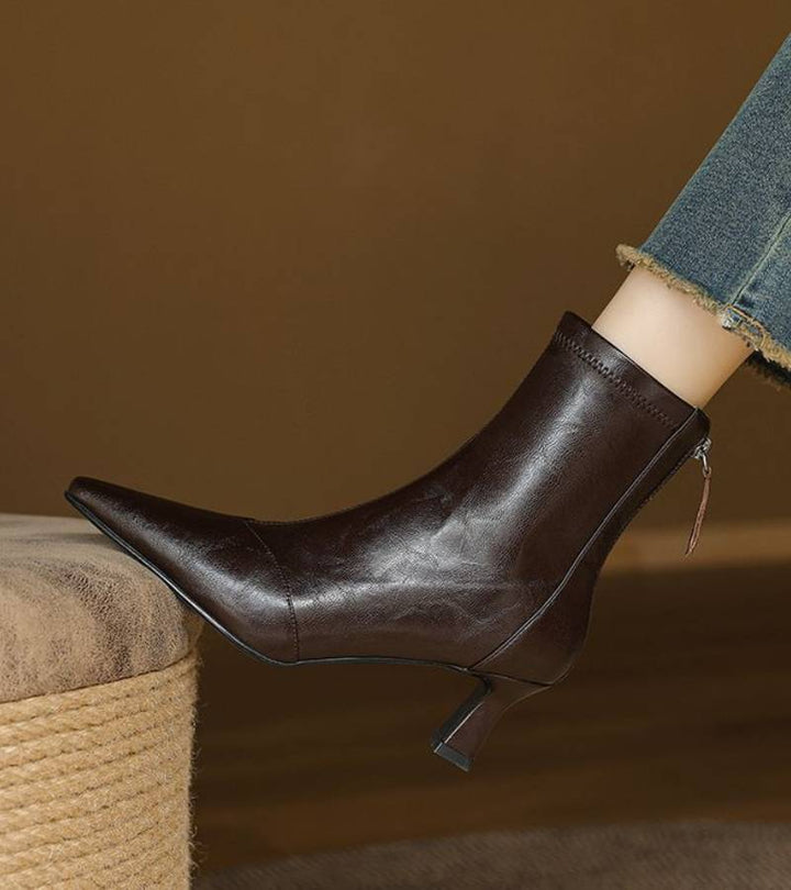 Fulvia™ | Botines minimalistas de piel con tacón medio