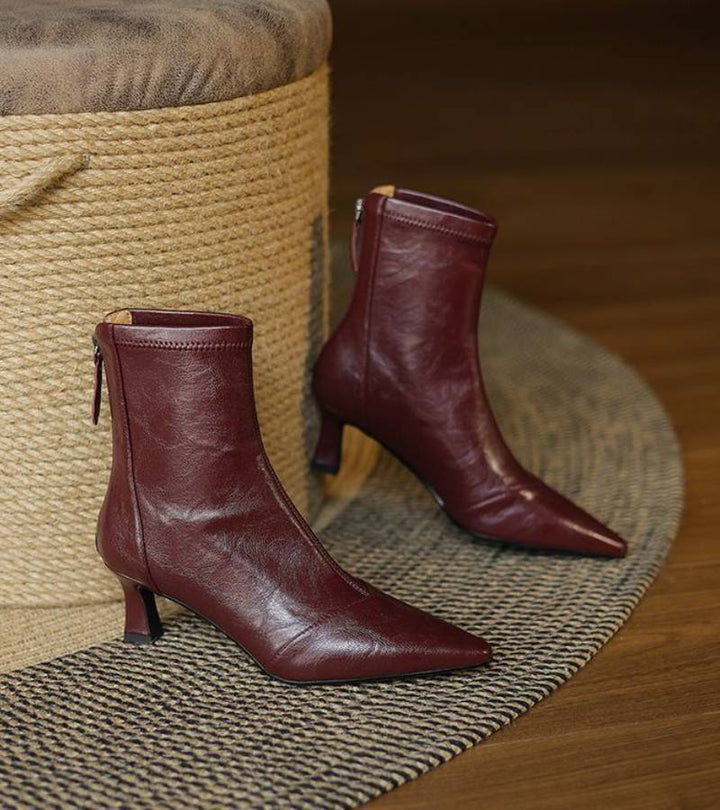 Fulvia™ | Botines minimalistas de piel con tacón medio