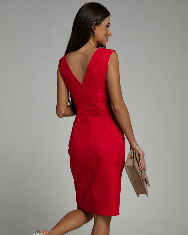 Jimena™ | Vestido midi drapeado con abertura