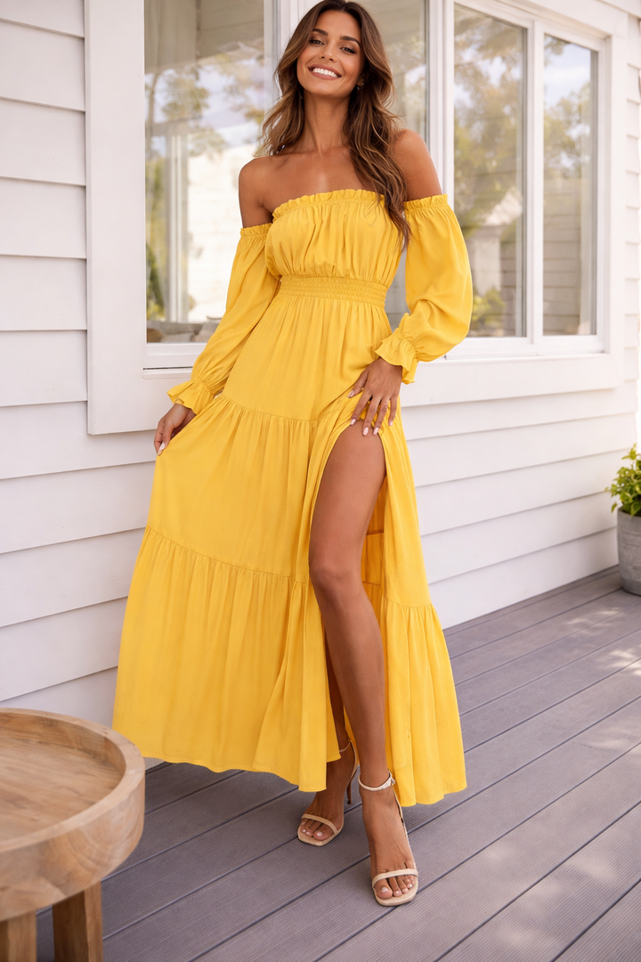 Céline™ | Vestido largo Honey Bloom elegante