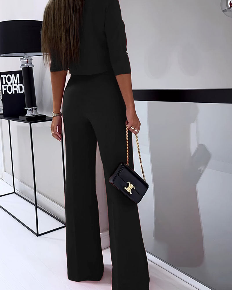 Alicia™ | Conjunto elegante con pantalón de pierna ancha