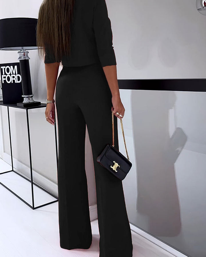 Alicia™ | Conjunto elegante con pantalón de pierna ancha