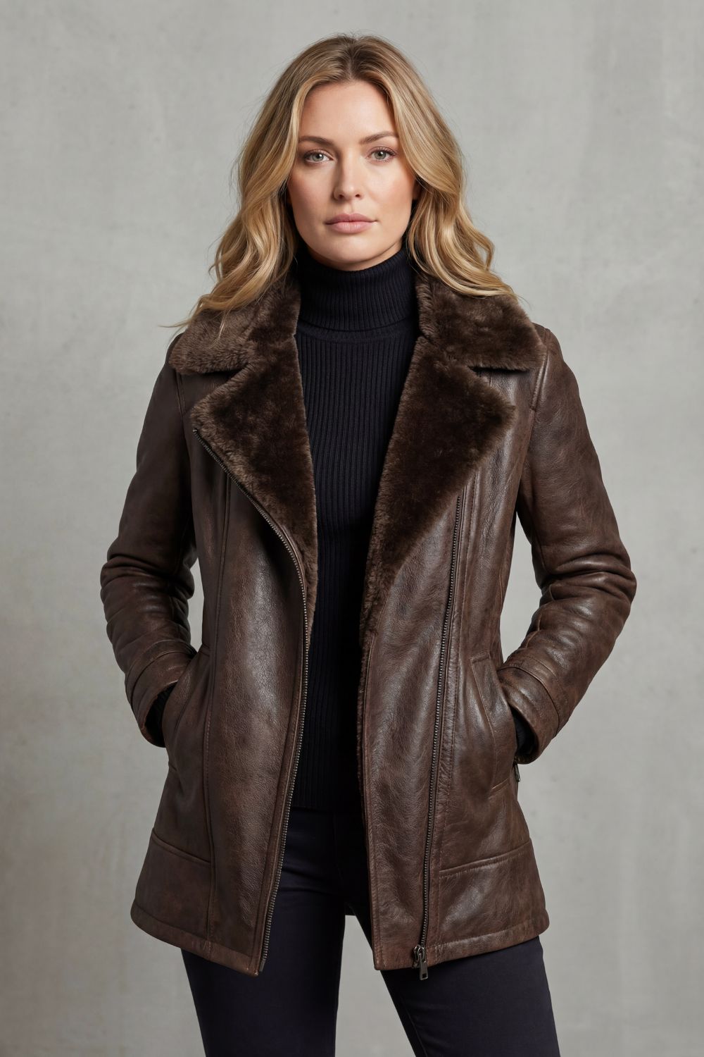 Raquel™ | Chaqueta de cuero elegante con forro de borrego