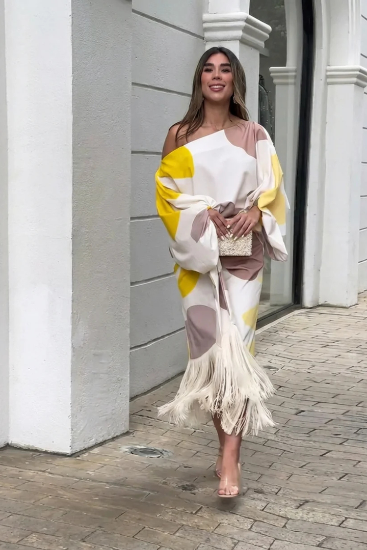 Angie™ | Vestido glamouroso con flecos elegantes