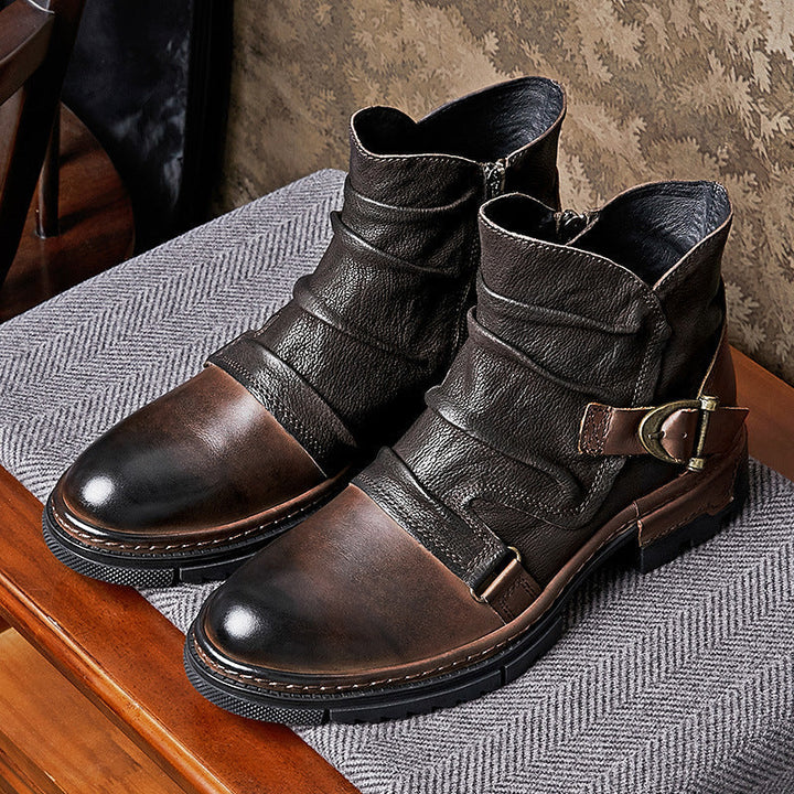 Bruno™ | Botas de cuero marrón sólido con cordones estilo Martin