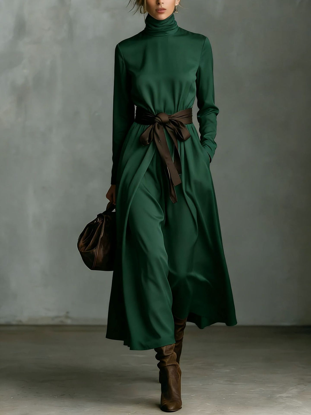 Ceinture Contrast™ | Vestido largo con cinturón y contraste