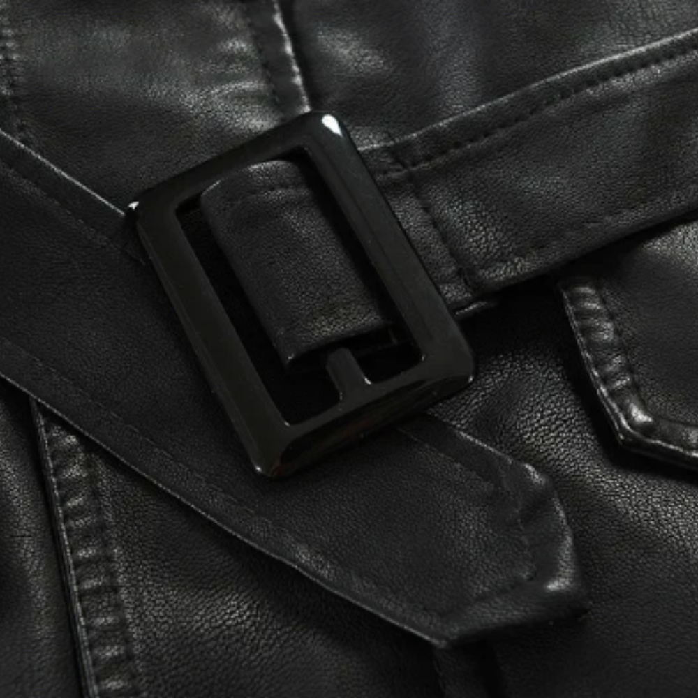 Alberto™ | Cazadora motera larga de cuero elegante