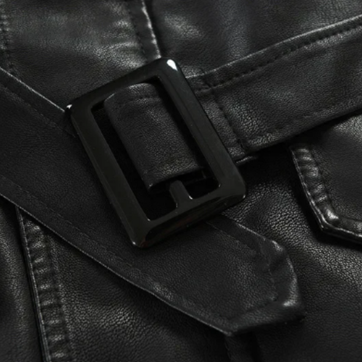 Alberto™ | Cazadora motera larga de cuero elegante