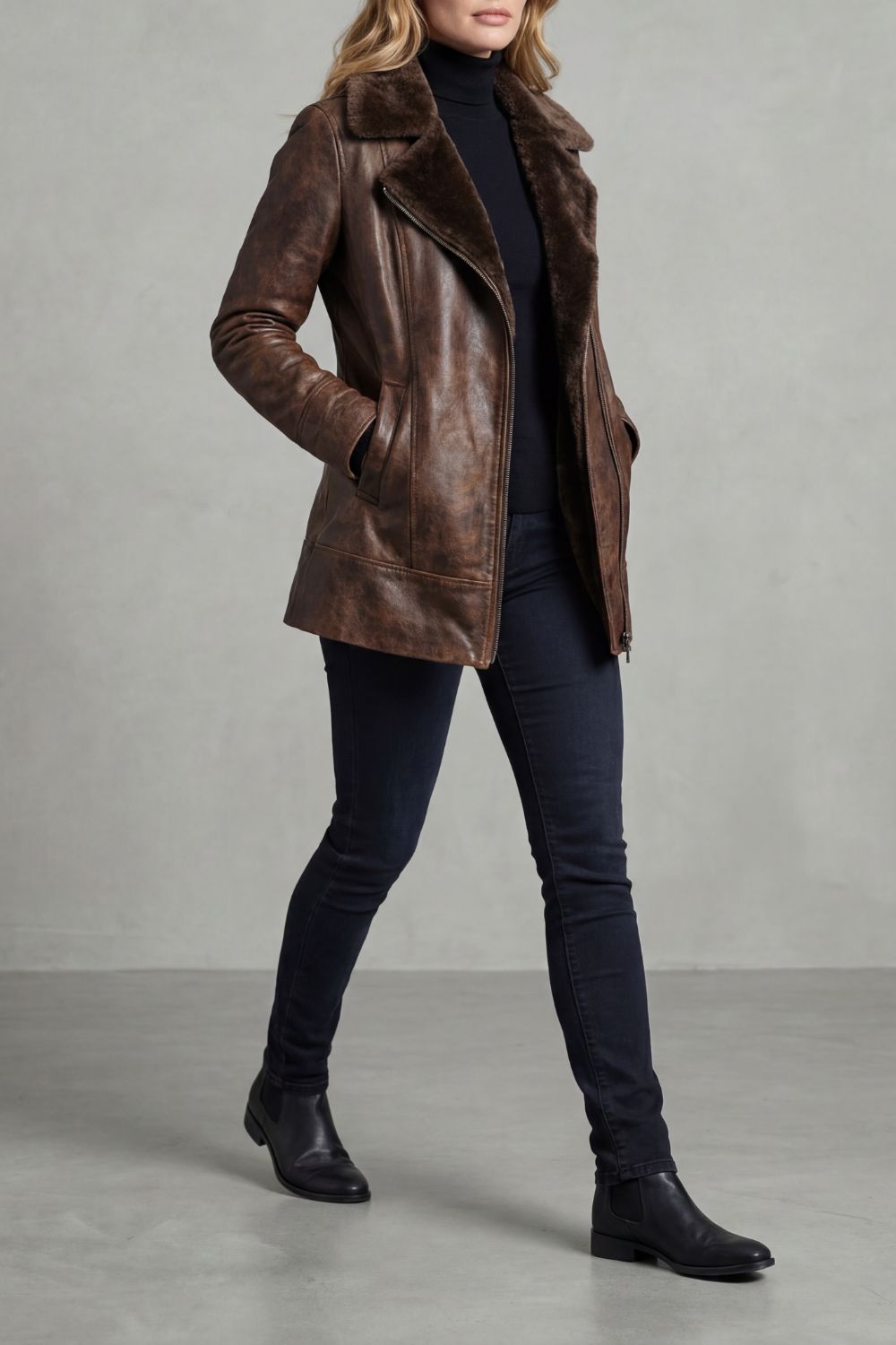 Raquel™ | Chaqueta de cuero elegante con forro de borrego