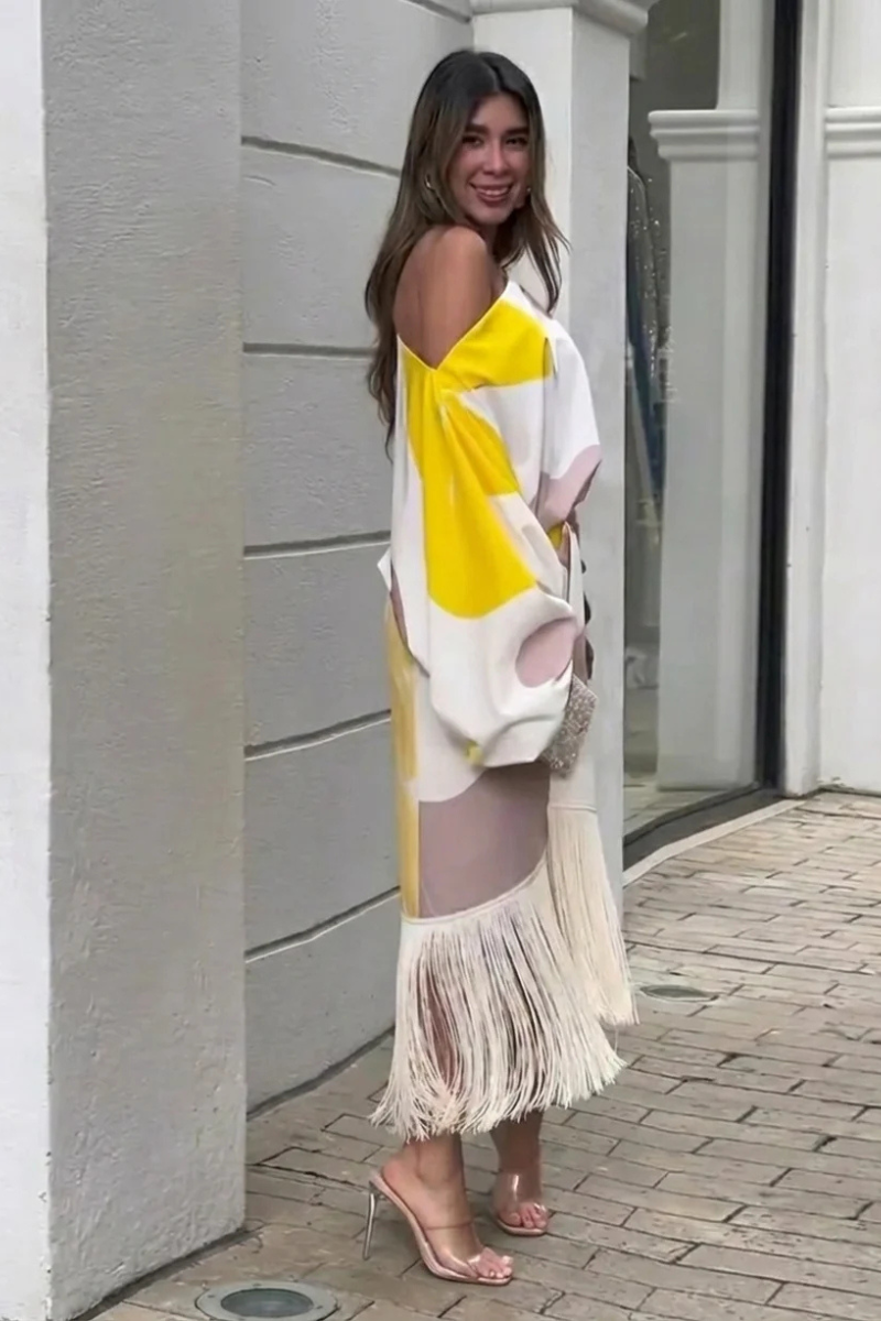 Angie™ | Vestido glamouroso con flecos elegantes