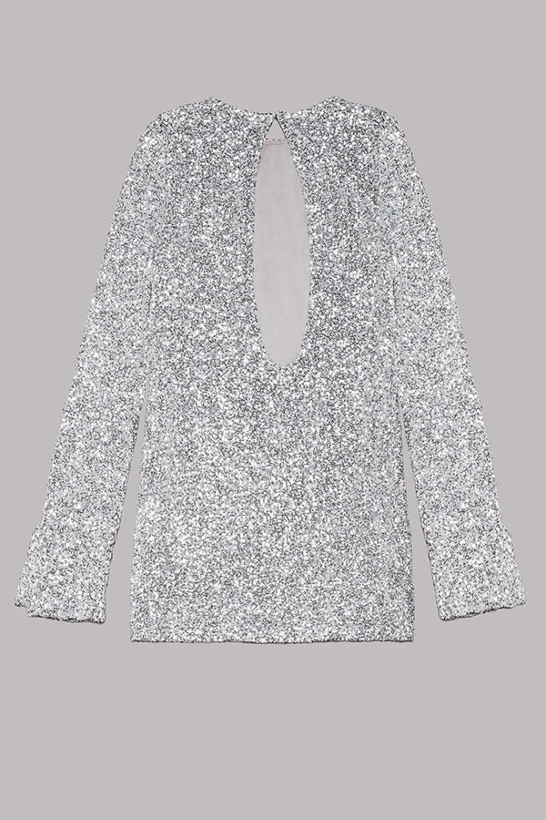 Lunaris™ | Mini vestido de lentejuela con mangas slit largas