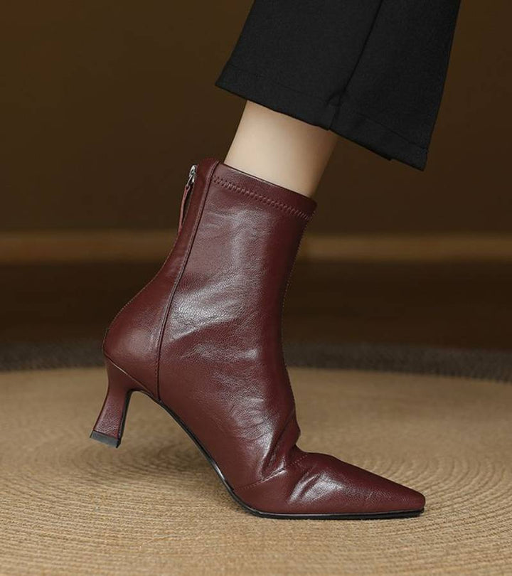 Fulvia™ | Botines minimalistas de piel con tacón medio
