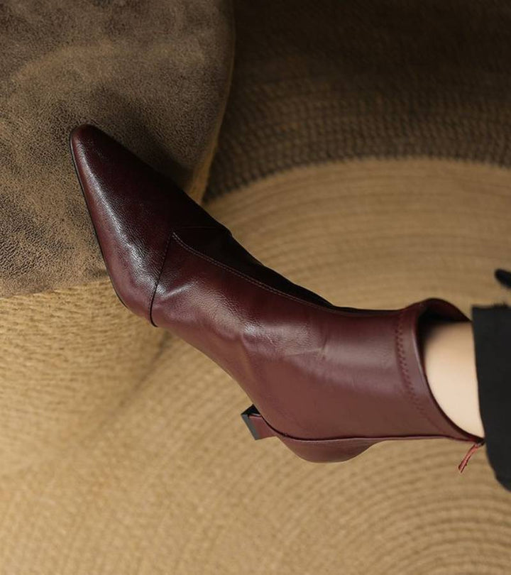 Fulvia™ | Botines minimalistas de piel con tacón medio