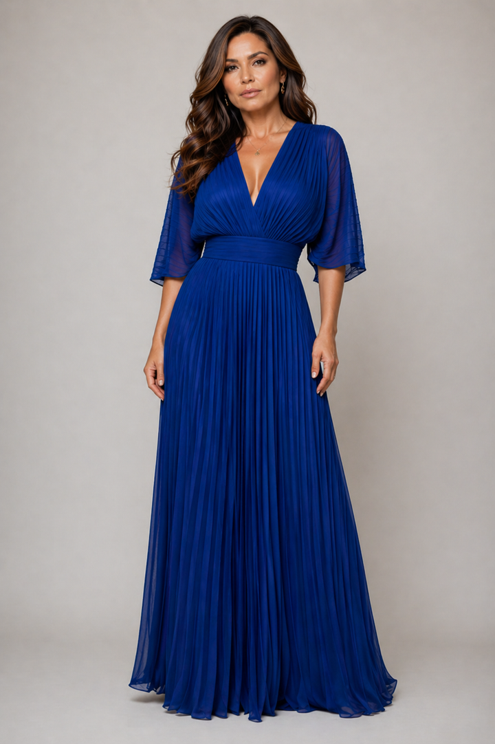 Alexa™ | Vestido Elegante Escote Profundo Plisado