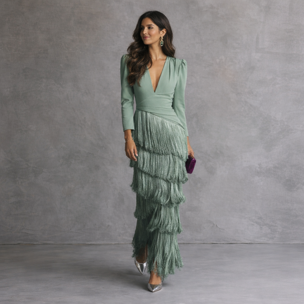 Clara™ | Vestido elegante con mangas de flecos