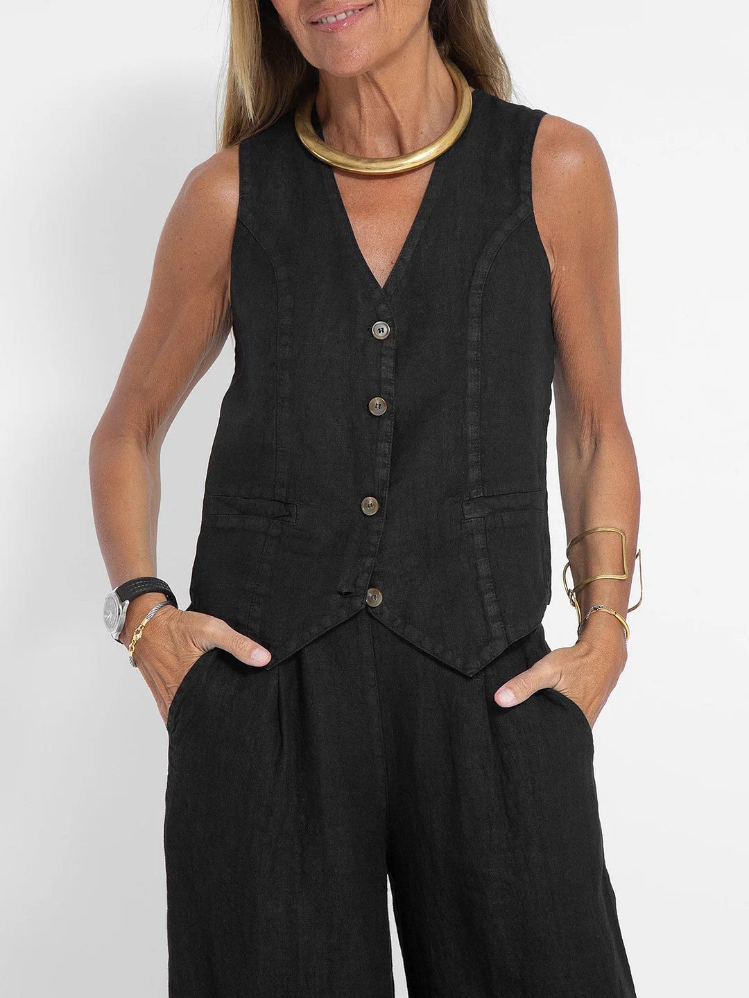 Ella | Conjunto de chaleco y pantalón ancho (Casi agotado)
