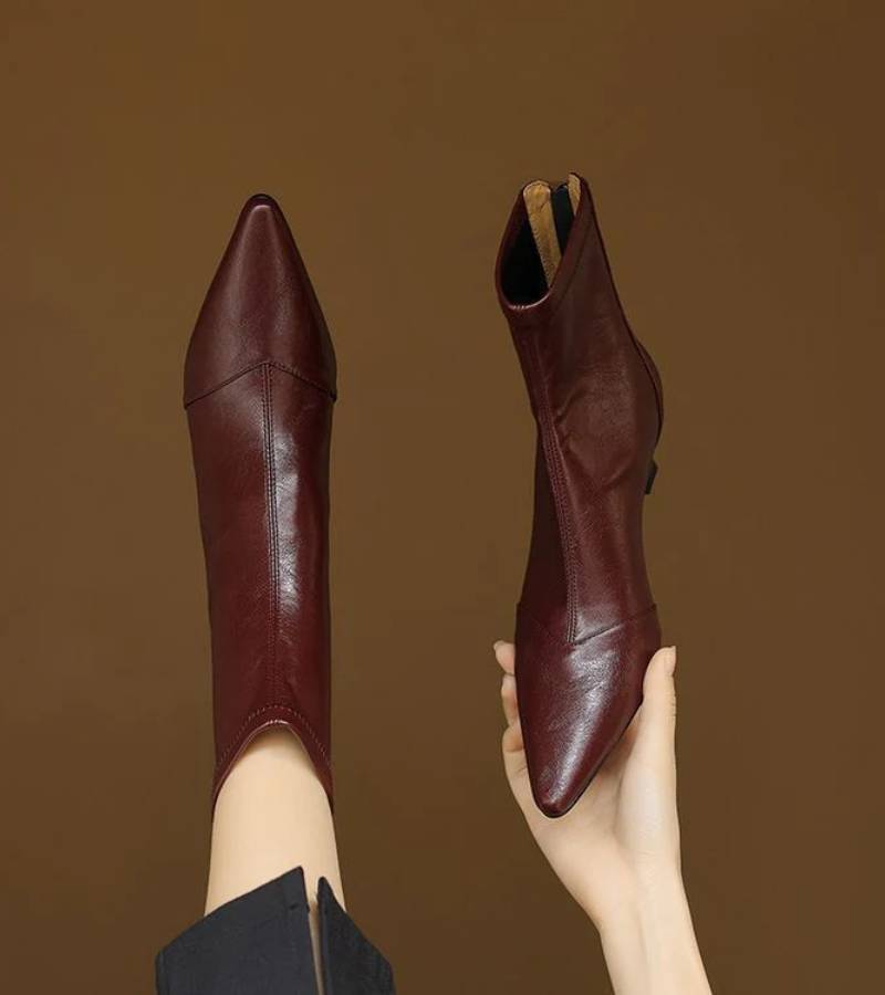 Fulvia™ | Botines minimalistas de piel con tacón medio