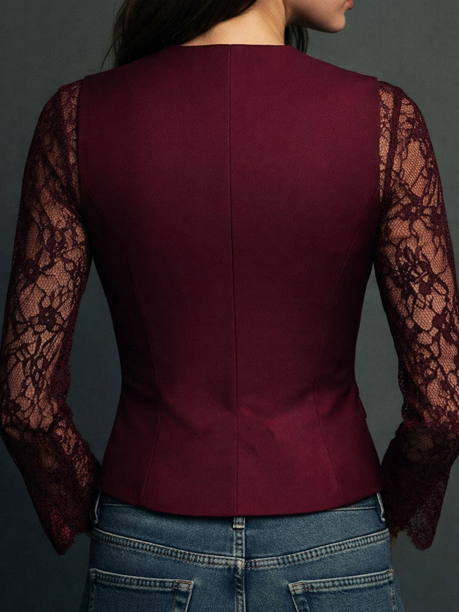 Claudia™ | Blazer Negro con Encaje