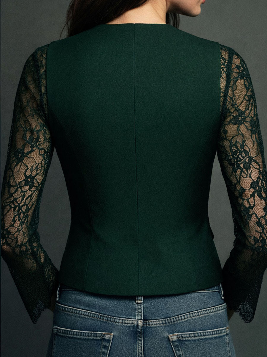 Claudia™ | Blazer Negro con Encaje