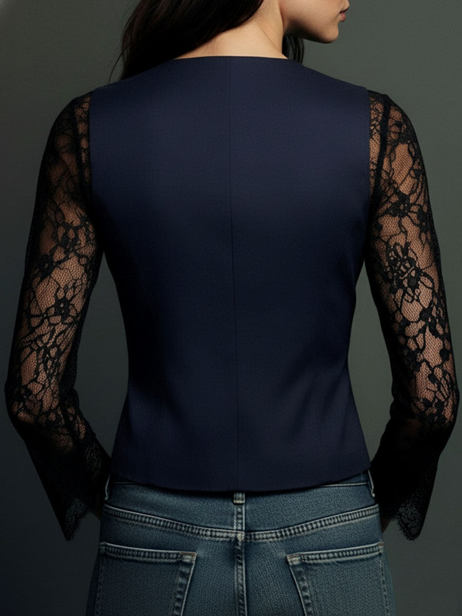Claudia™ | Blazer Negro con Encaje