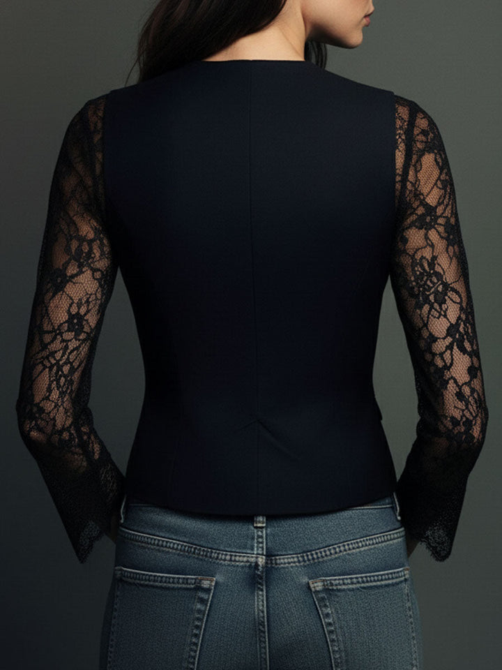 Claudia™ | Blazer Negro con Encaje