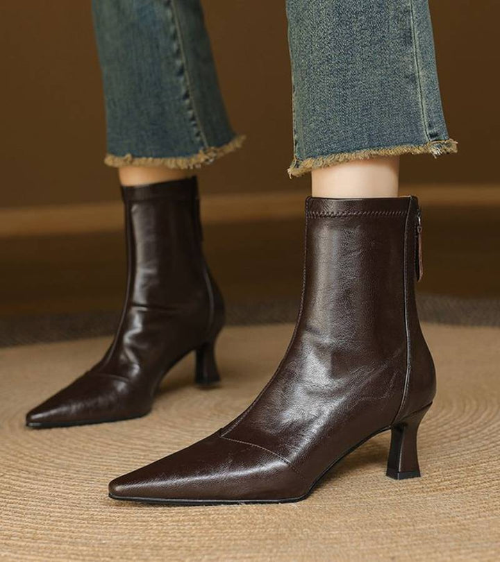 Fulvia™ | Botines minimalistas de piel con tacón medio