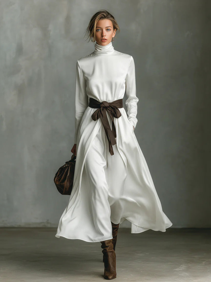 Ceinture Contrast™ | Vestido largo con cinturón y contraste