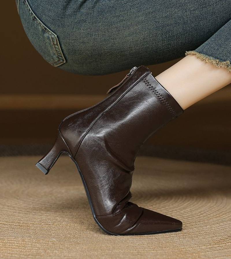 Fulvia™ | Botines minimalistas de piel con tacón medio