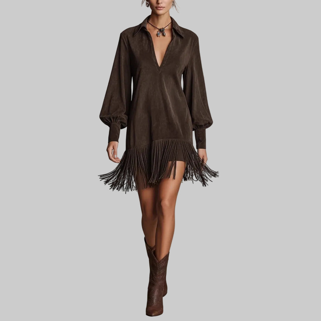 Solène™ | Vestido elegante con flecos