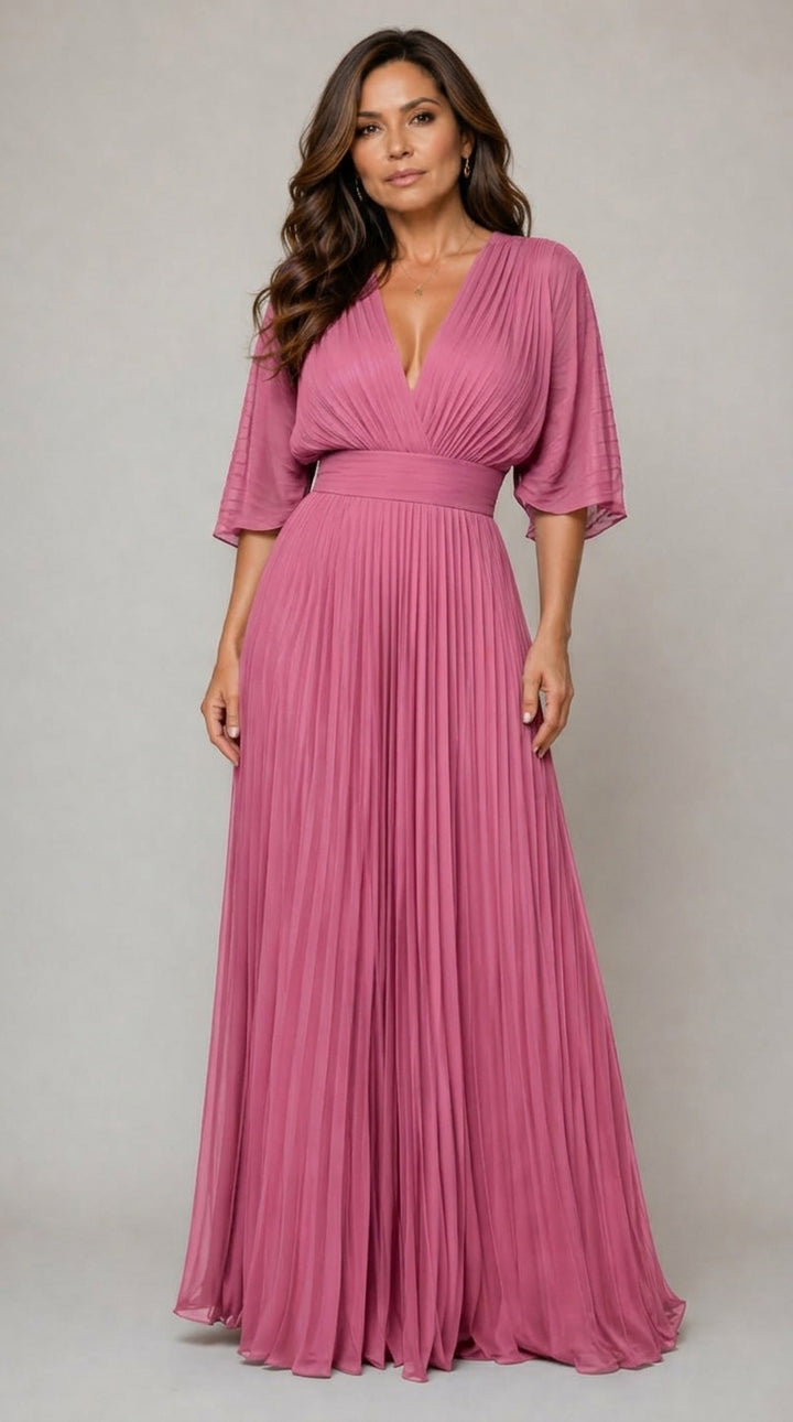 Alexa™ | Vestido Elegante Escote Profundo Plisado
