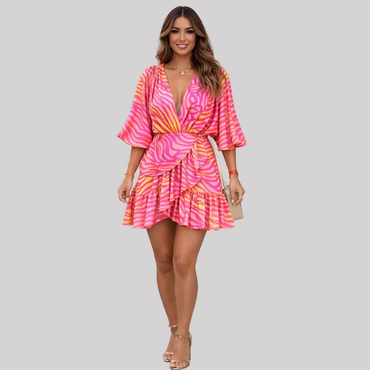 Aura™ | Vestido envolvente Sunset Zebra