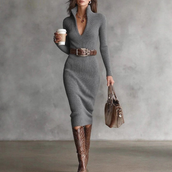 Élise Belt™ | Vestido largo knit con cinturón