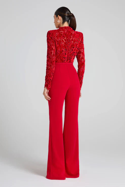 Valentina™ | Jumpsuit de encaje bordado y pantalón flare