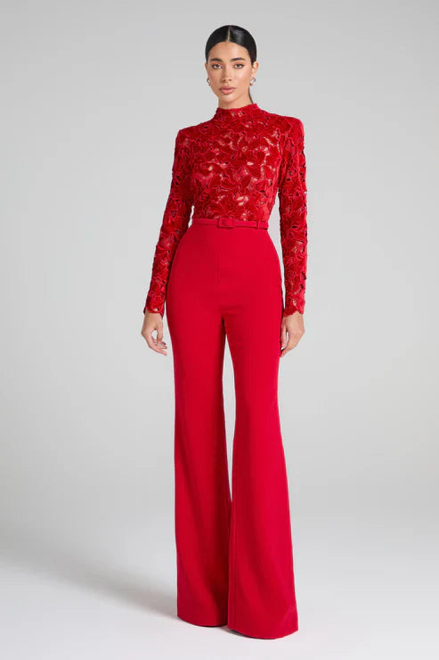 Valentina™ | Jumpsuit de encaje bordado y pantalón flare