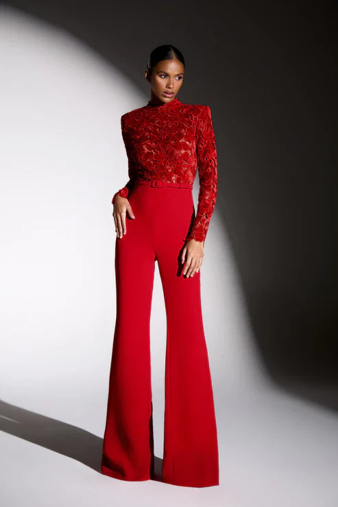 Valentina™ | Jumpsuit de encaje bordado y pantalón flare