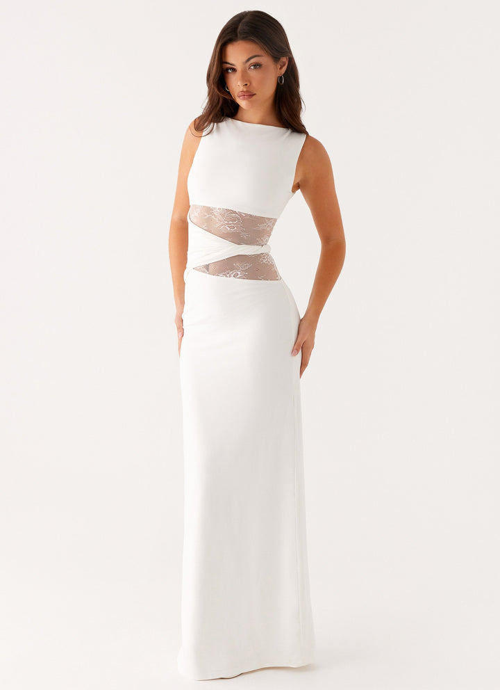 Aitana™ | Vestido maxi entallado con encaje