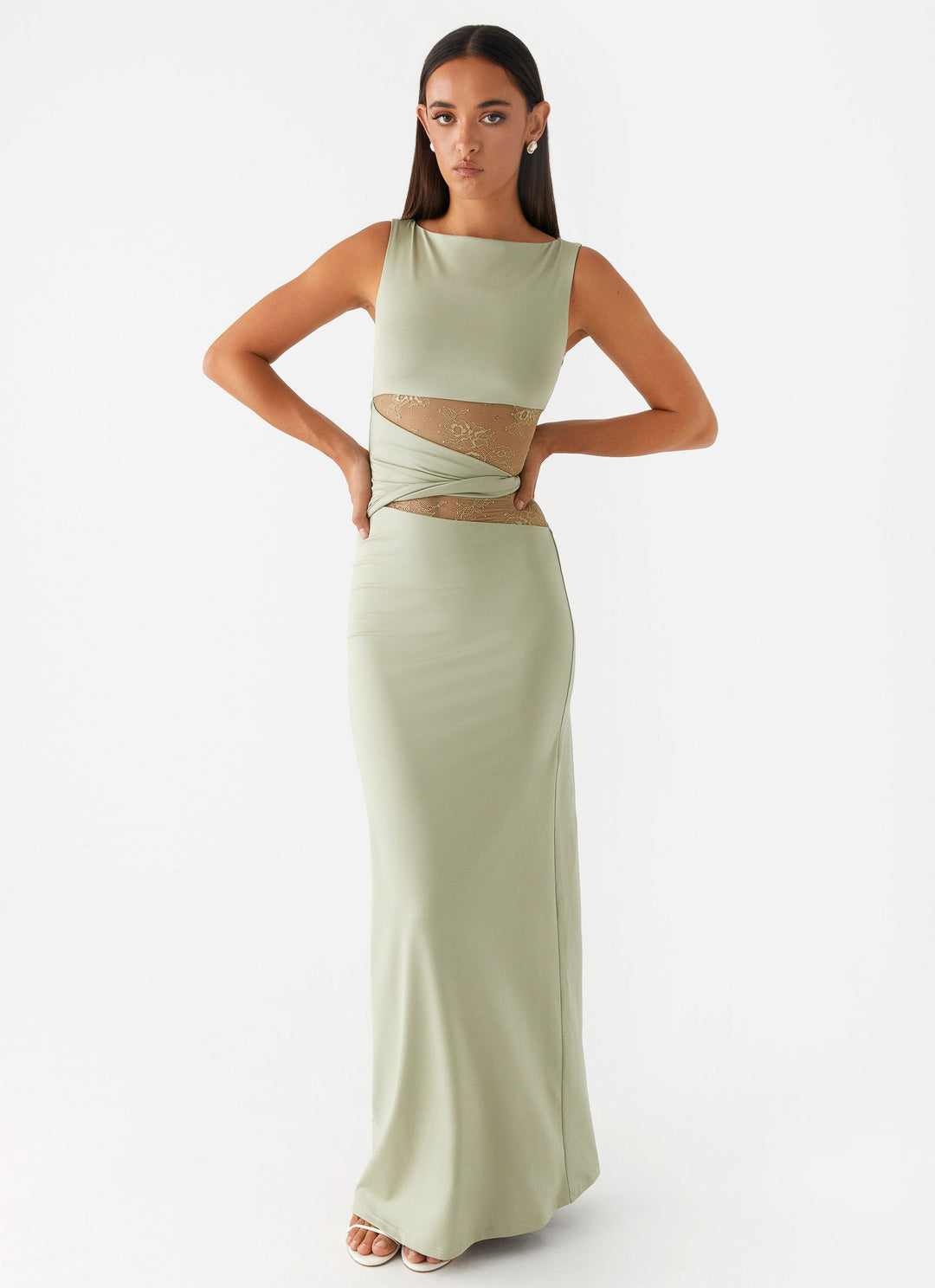 Aitana™ | Vestido maxi entallado con encaje