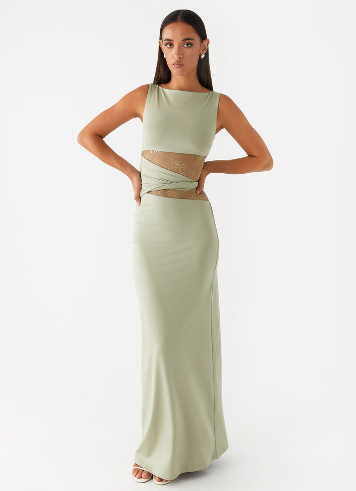 Aitana™ | Vestido maxi entallado con encaje