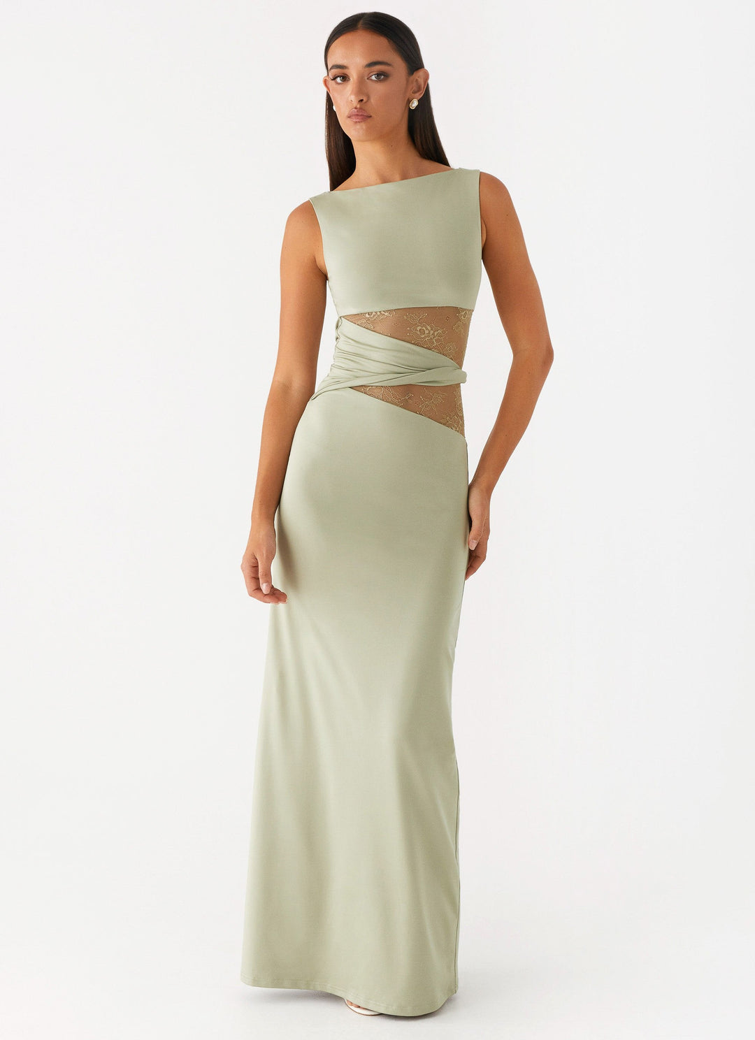 Aitana™ | Vestido maxi entallado con encaje