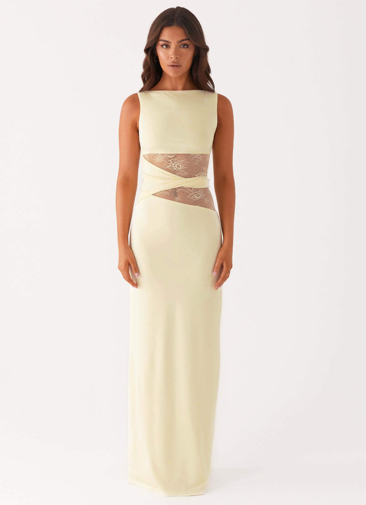 Aitana™ | Vestido maxi entallado con encaje
