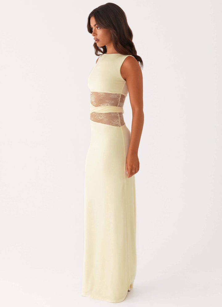 Aitana™ | Vestido maxi entallado con encaje