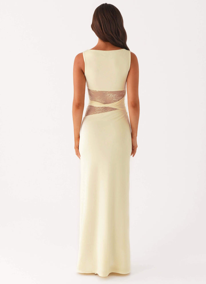 Aitana™ | Vestido maxi entallado con encaje