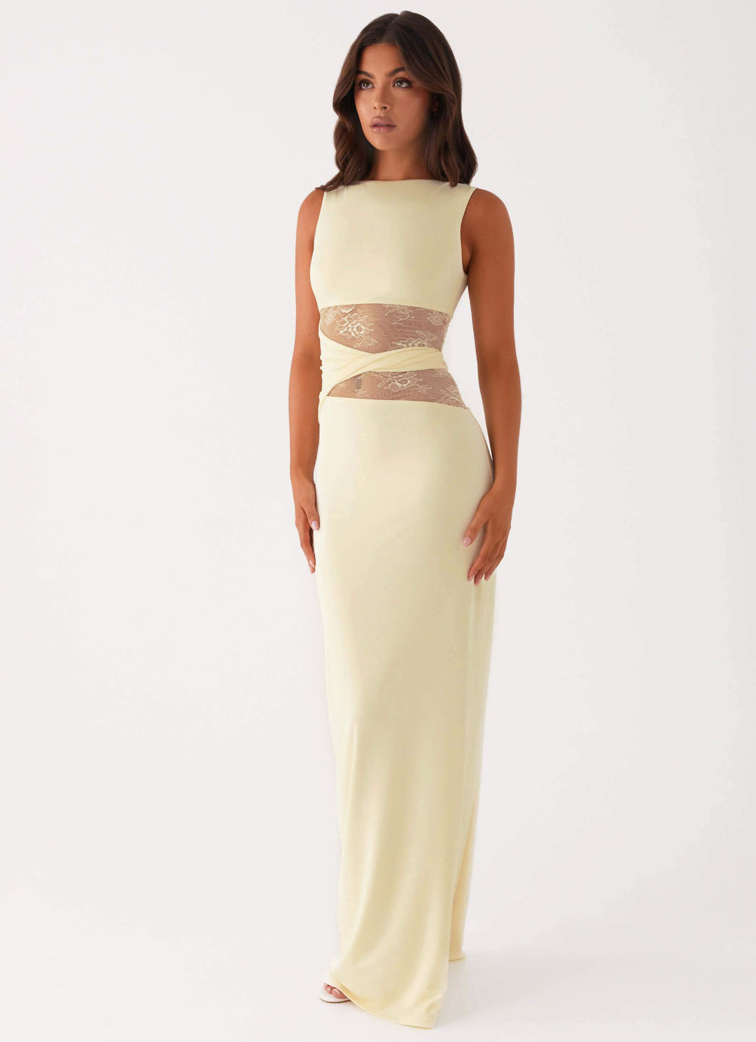 Aitana™ | Vestido maxi entallado con encaje