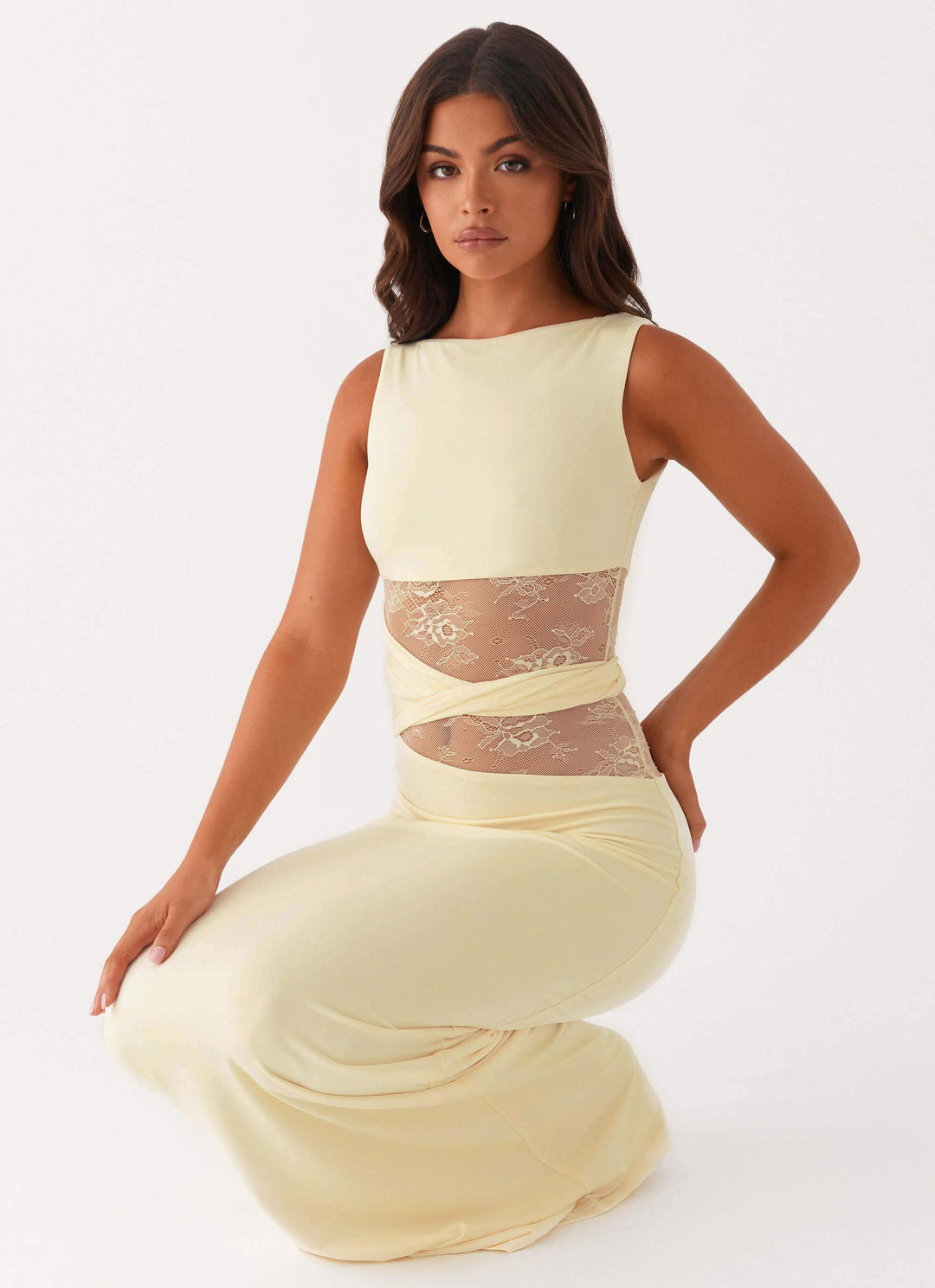 Aitana™ | Vestido maxi entallado con encaje