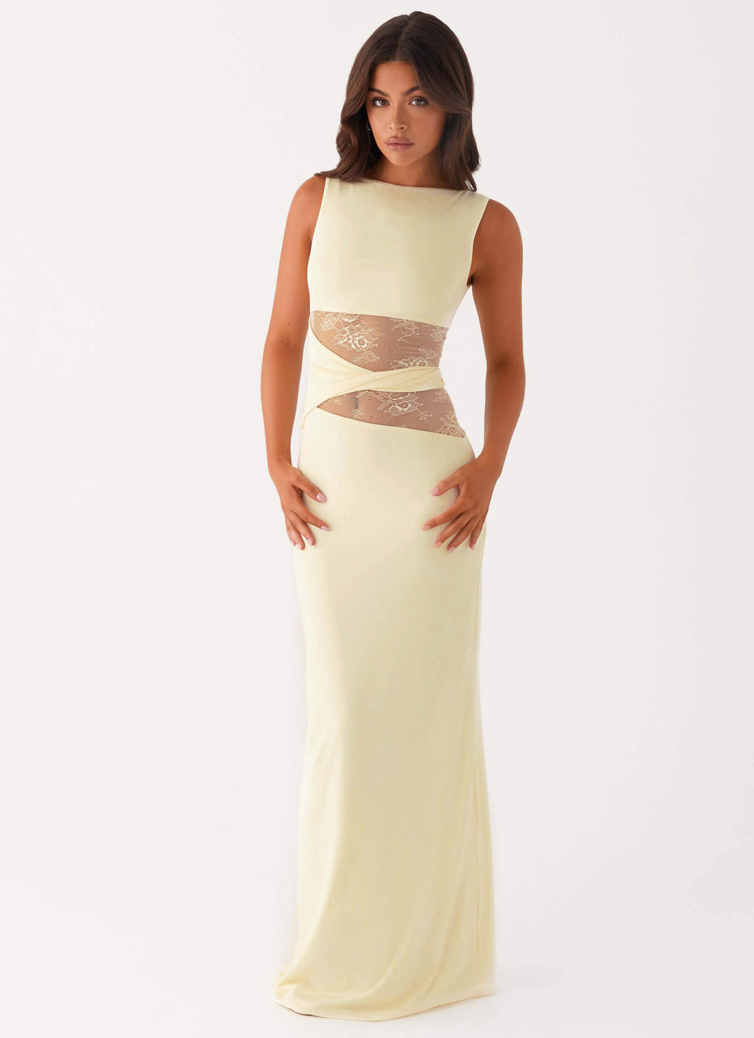 Aitana™ | Vestido maxi entallado con encaje