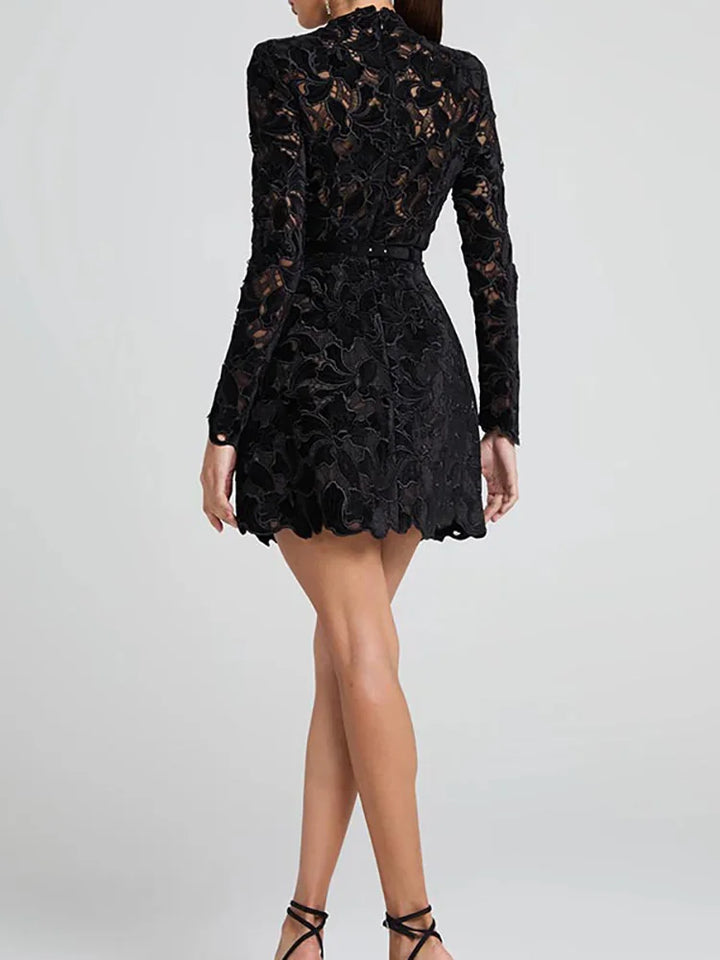 Elora™ | Vestido mini de encaje bordado con falda tulipán