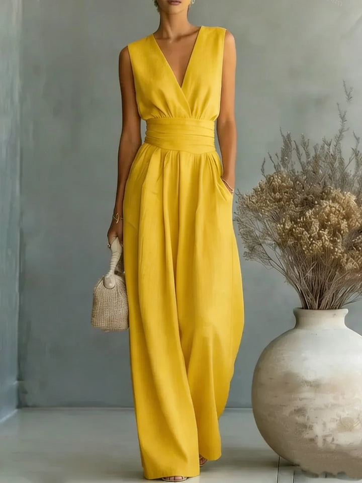 Zahara™ | Jumpsuit Blanco Escote V