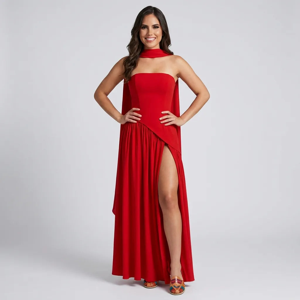Rouge Amélie™ | Vestido largo con abertura elegante