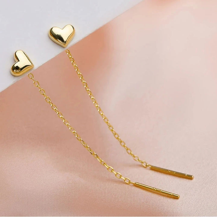 Amara™ | Pendientes de corazón con cadena colgante